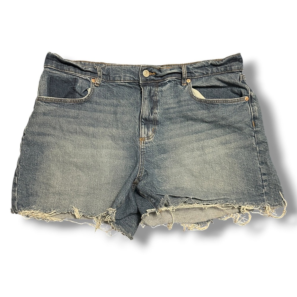 LOFT Women's High Rise Frayed Hem Denim Cut Off Shorts Medium Wash 33/16